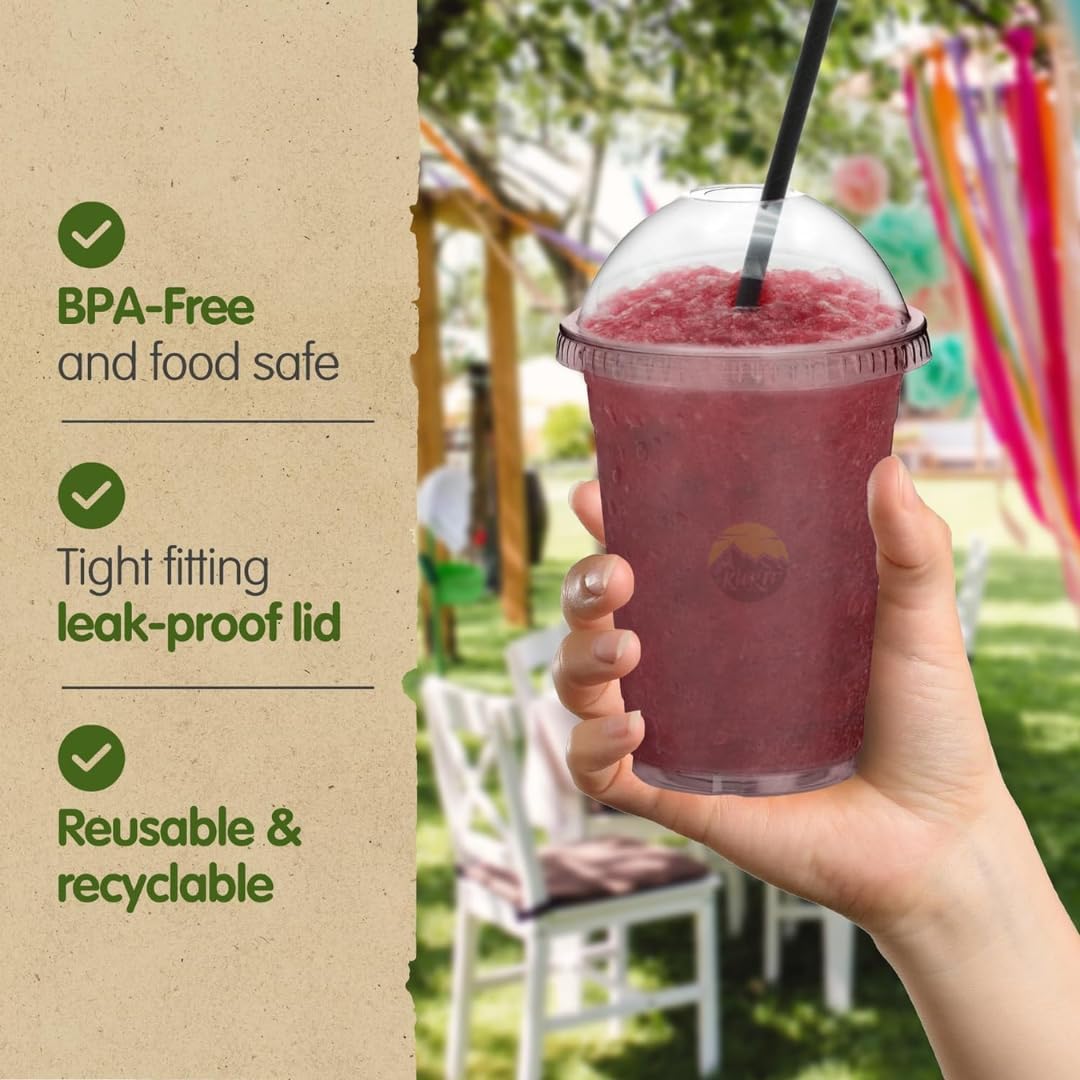 100x Smoothiebekers met Deksel 500ml Transparant Plastic