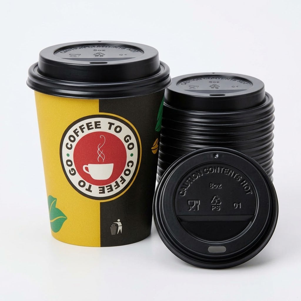  Gobelets Carton Café 200ml Design Coffee To Go – 1000 Pièces | Sans/Avec Couvercles Éco-Contribution Incluse