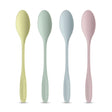 Vier herbruikbare lepels in pastelkleuren