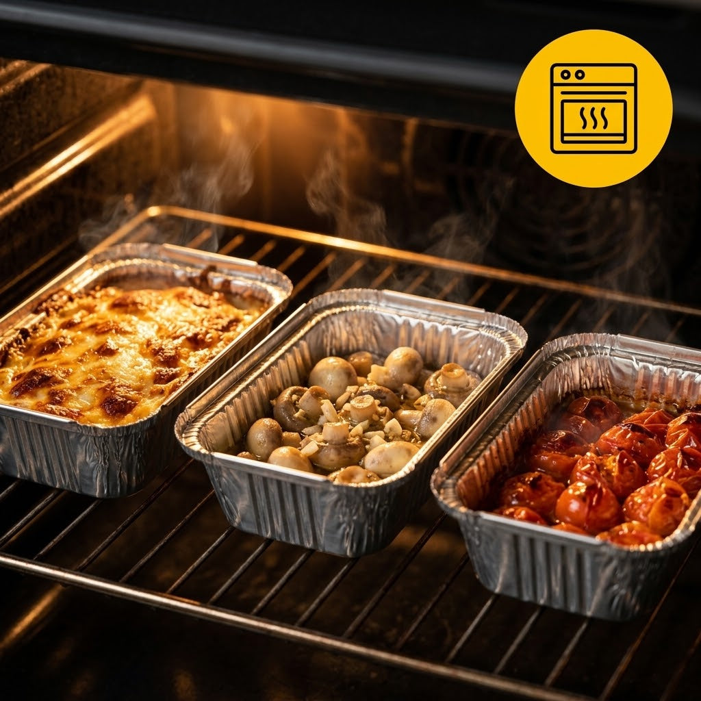  Barquettes Aluminium 250ml avec Couvercle – 100 Pièces | Four Airfryer Barbecue Congélateur