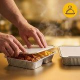 Barquettes Alu Menu 2 Compartiments 450+400ml avec Couvercle – 100 Pièces | Catering Meal Prep Livraison