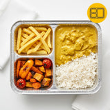 Barquettes Alu Menu 3 Compartiments avec Couvercle 22x17x4cm | 100 Pièces | Catering Meal Prep