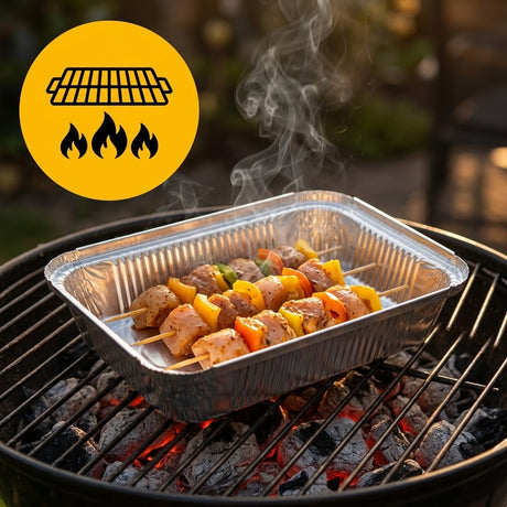 Barquettes Alu XL 861L 22x16cm avec Couvercle – 100 Pièces | Biryani Catering Repas Complet