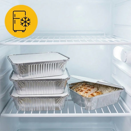 Barquettes Aluminium 450ml 14x12cm Couvercle – 100 Pièces | Four Airfryer Barbecue Congélateur
