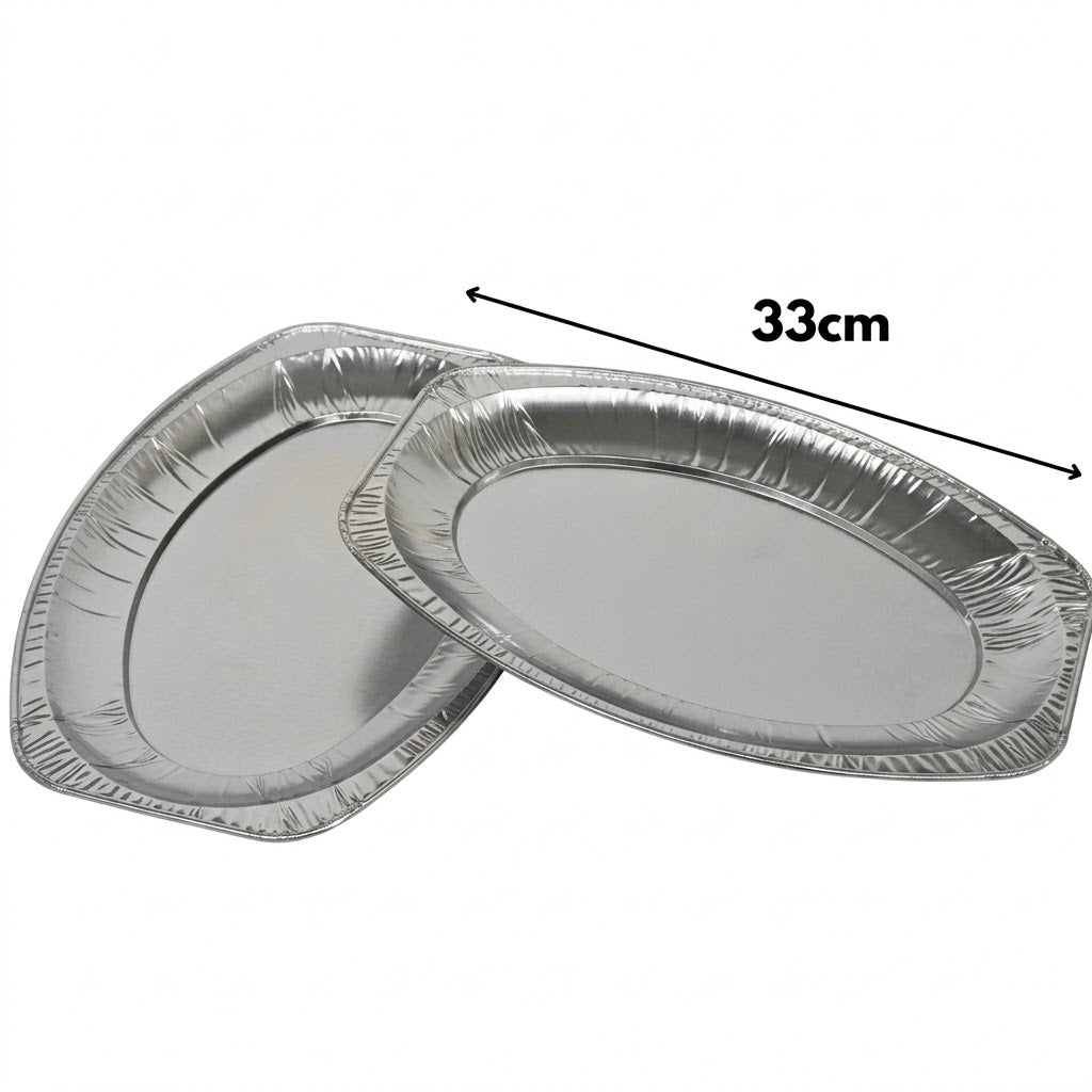 Plat Ovale Aluminium 33 cm – 10 Pièces | Jetable Traiteur Buffet Présentation