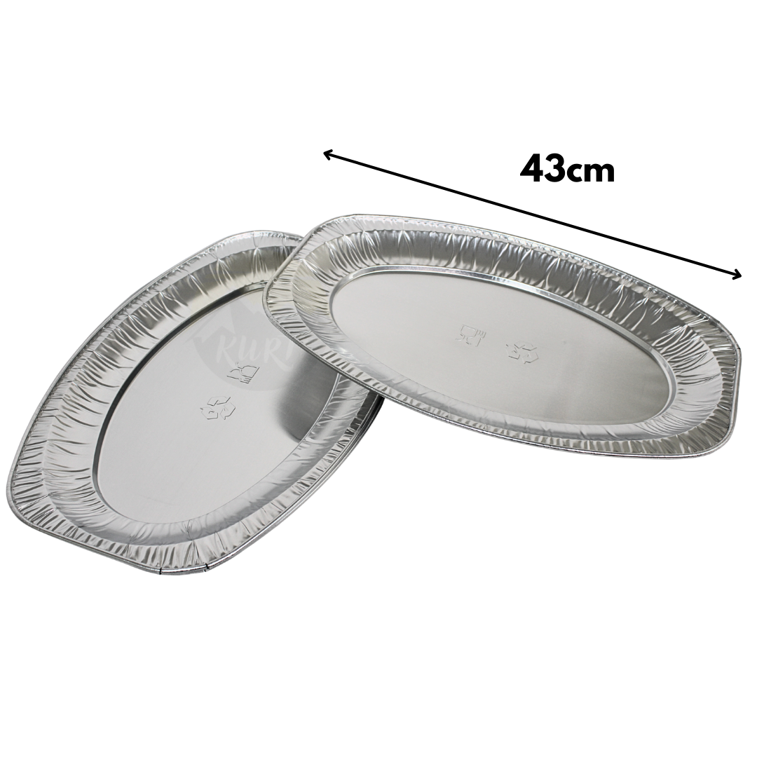 10x aluminium serveerschalen (43 cm) breukbestendig - hoge kwaliteit servies schalen - aluminium schalen - platte schalen - barbecue - catering schaal