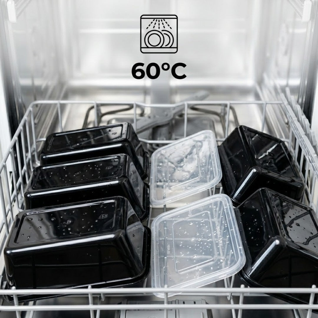 KURTT Boîtes Repas Noires PP Micro-ondes Congélateur 50/100 pièces Meal Prep | 500ml 650ml 750ml 1000ml