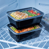KURTT Boîtes Repas Noires PP Micro-ondes Congélateur 50/100 pièces Meal Prep | 500ml 650ml 750ml 1000ml