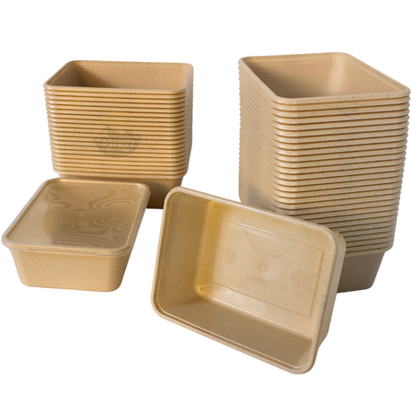 Microwave containers with lids beige 1000ML - 100 pieces