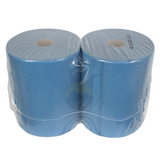 2x blue premium industrial rolls, 1000 sheets per roll, 380M, 37x36 cm, 2-ply perforated paper towels