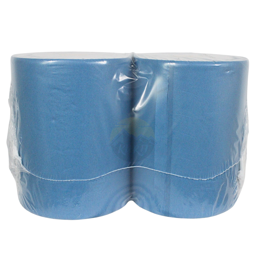2x blue premium industrial rolls, 1000 sheets per roll, 380M, 37x36 cm, 2-ply perforated paper towels
