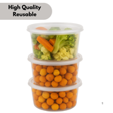 100x Récipients pour micro-ondes avec couvercles Pots en plastique de 500 ml - Récipients alimentaires adaptés aux plats à emporter. Réutilisable et sans BPA