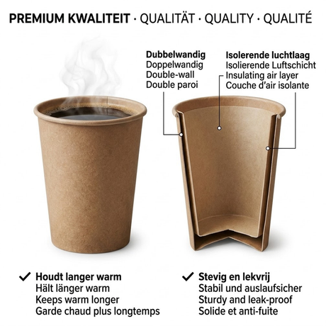 Kartonnen koffiebeker van 7,5 oz in bruin met logo