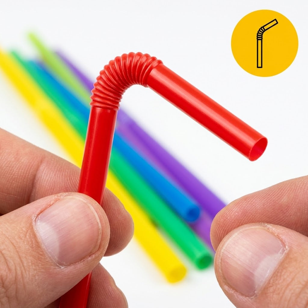 500x Pailles Réutilisables Flexibles PP 5x230mm Multicolor/Noir (certifiées norme européenne EN12875-1)