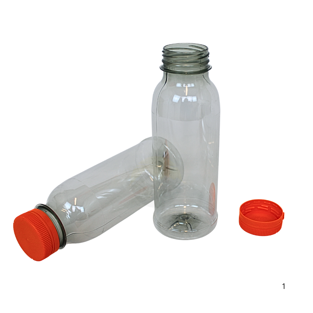 Bouteilles rPET 250ml Bouchon Orange – Jus Smoothie Recyclé | 40 Pièces