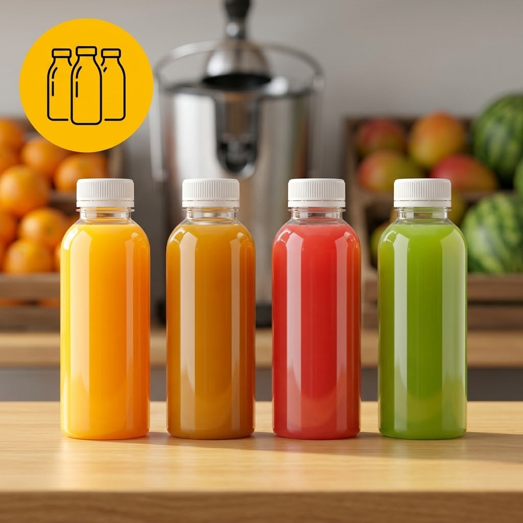 Bouteille Plastique rPET 500ml Transparente Jus Bouchon Orange | 25 Pièces