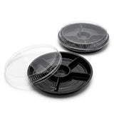 Assiette à Fondue Gourmet 5 Compartiments Ronde Noire 257mm Avec Couvercle | 10 Pièces