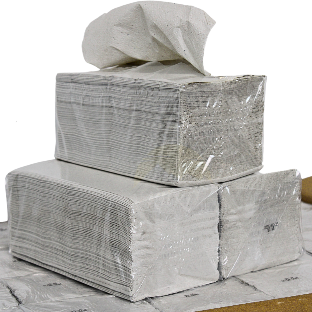 1000x Papieren handdoekjes (recycled tissue) 2-laags, naturel 22 x 23 cm, Z-vouw handdoekjes papier ( 4 x 250 vellen)