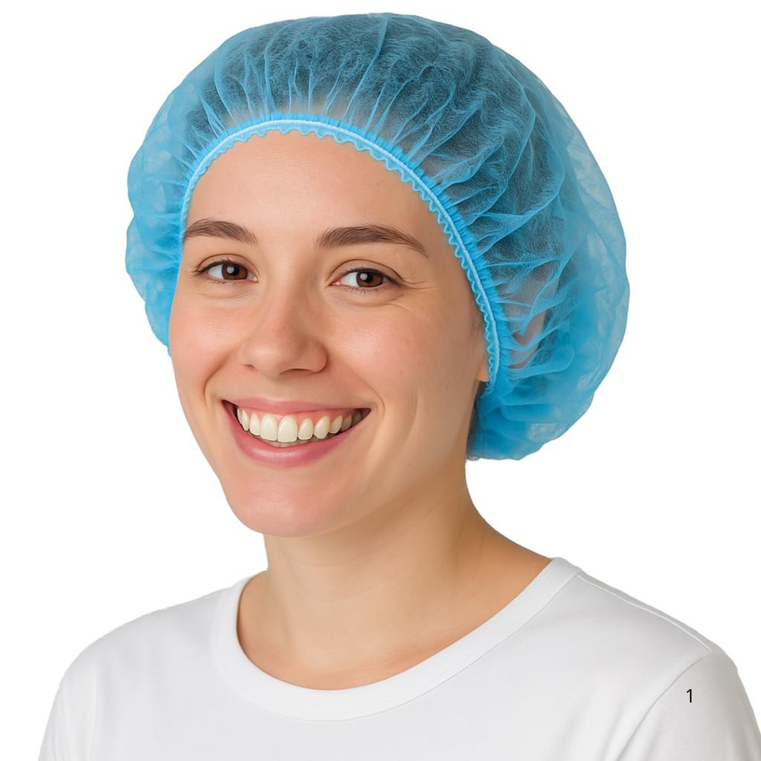  Charlottes Jetables Non-Tissé Polypropylène Bleu – 100 Pièces | Cuisine HACCP Dentaire Médical