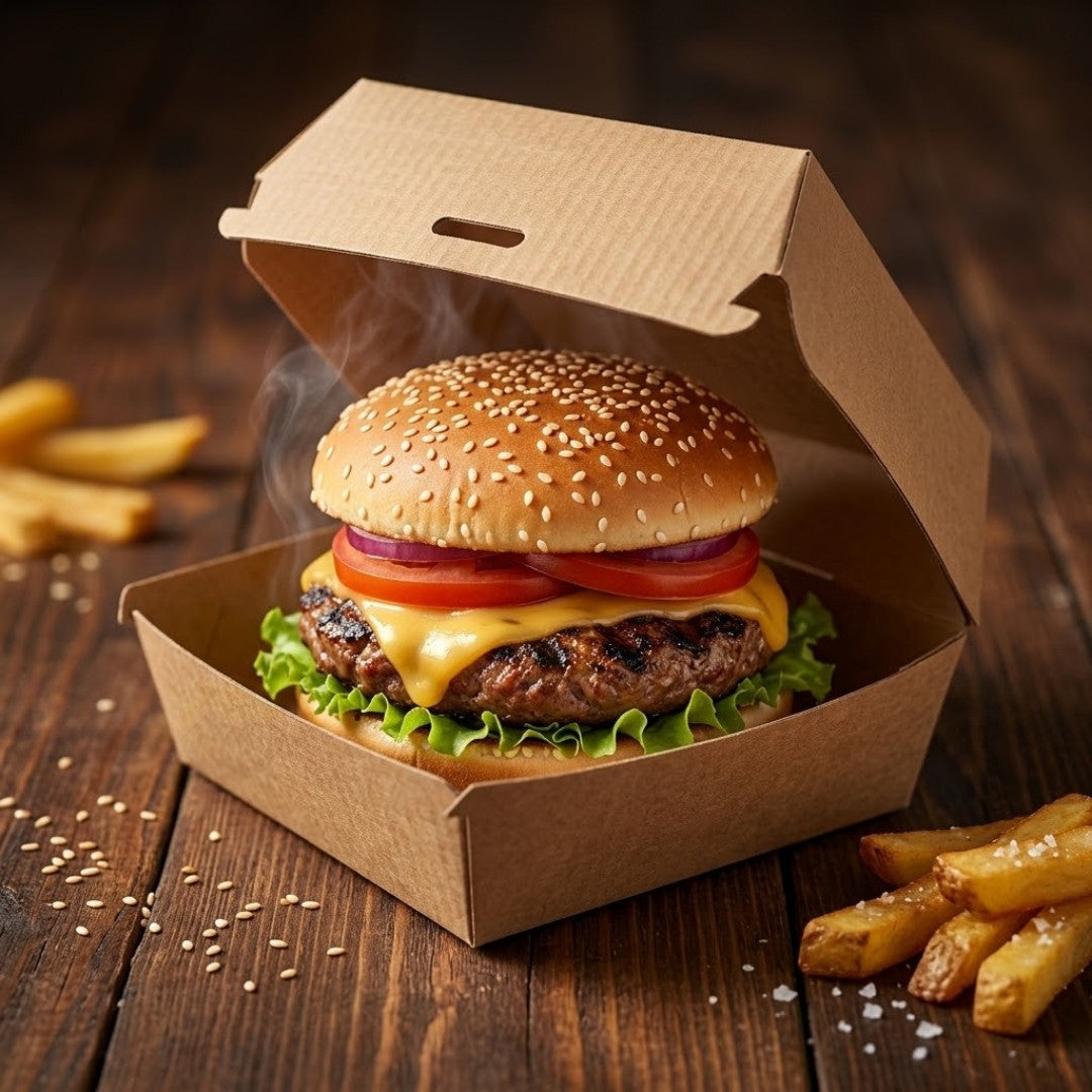 Boîtes Burger Kraft BIO M/L | 50/100/200 Pièces Smash Burger