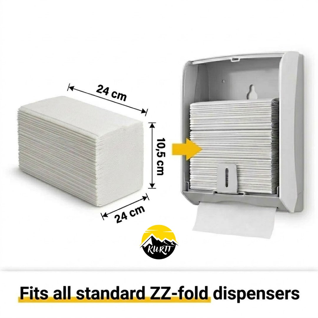 KURTT Essuie-Mains Papier Pliage Z 2 Plis Cellulose Blanc – 3200 Feuilles | Distributeur Sanitaire Professionnel