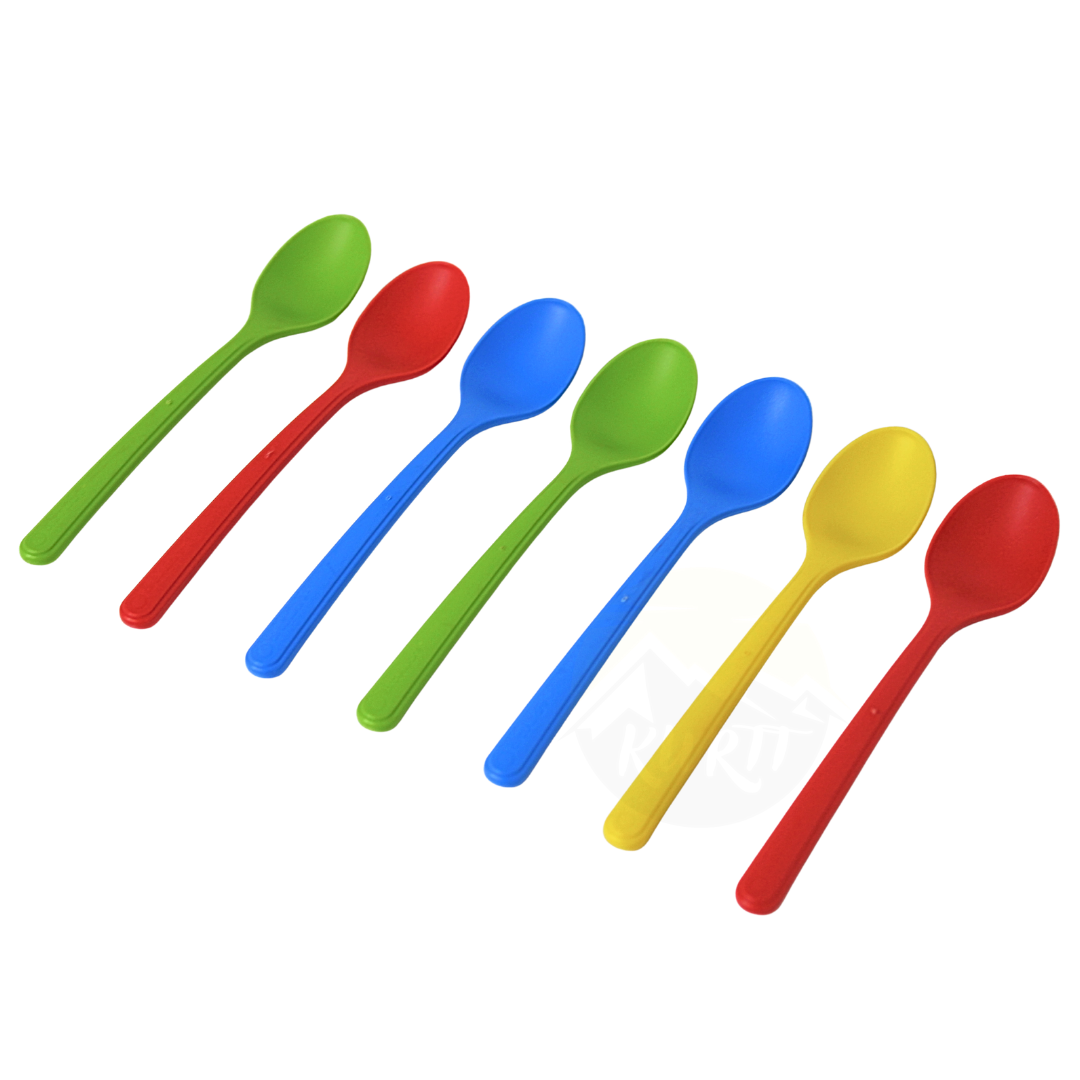  Cuillères à Glace Plastique Réutilisables 175mm – 50 pièces | Cuillères à Dessert PPMF Professionnelles Lave-Vaisselle | Rouge Jaune Vert Bleu