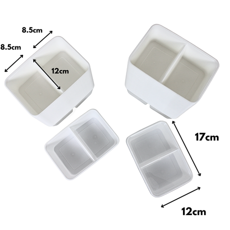 Magnetronbakjes 2-vaks met deksel 100 stuks - meal prep bakjes - stevig en flexibel - vershoudbakjes - wit