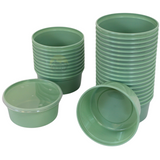 Bols à micro-ondes avec couvercles verts 350 ml à rond - 100 pièces