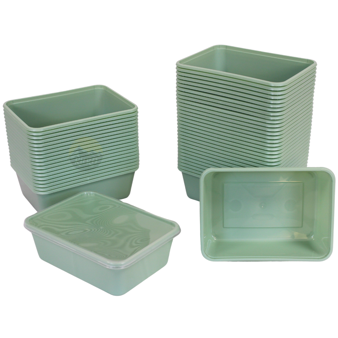 Microwave containers with lids Green 1000ML - 100 pieces