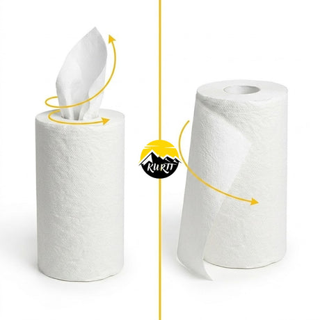  KURTT Bobine Essuyage Mini 1 Pli Cellulose Blanc 120m Centerfeed – 12 Rouleaux | Distributeur Cuisine Bureau Sanitaire