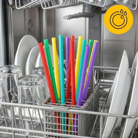 Assortiment gekleurde rechte drinkrietjes