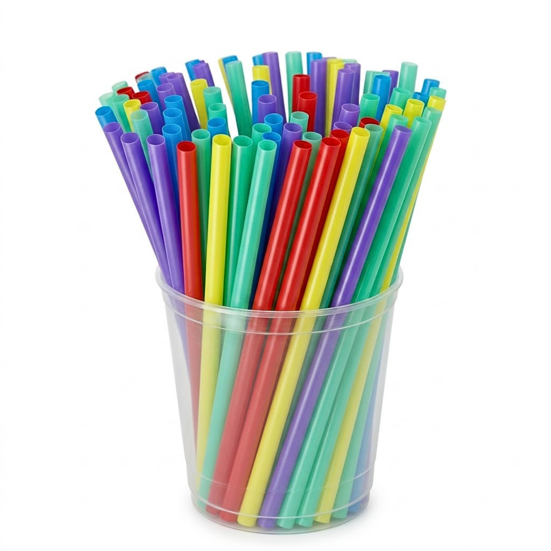 Pailles Réutilisables Multicolores PP 8x240mm – 250 Pièces | Restaurant Bar Événement BPA-free