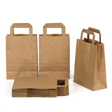 Sacs Kraft Brun Poignées Plates 18x8x22cm – 50/100/250 Pièces | Boulangerie Traiteur Vente à Emporter