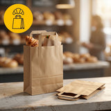 Sacs Kraft Brun Poignées Plates 18x8x22cm – 50/100/250 Pièces | Boulangerie Traiteur Vente à Emporter