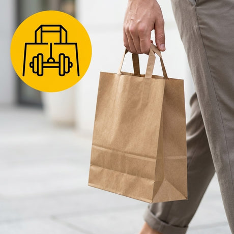 Sacs Kraft Brun Poignées Plates 22x10x28cm – 50/100/250 Pièces | Boulangerie Traiteur Vente à Emporter