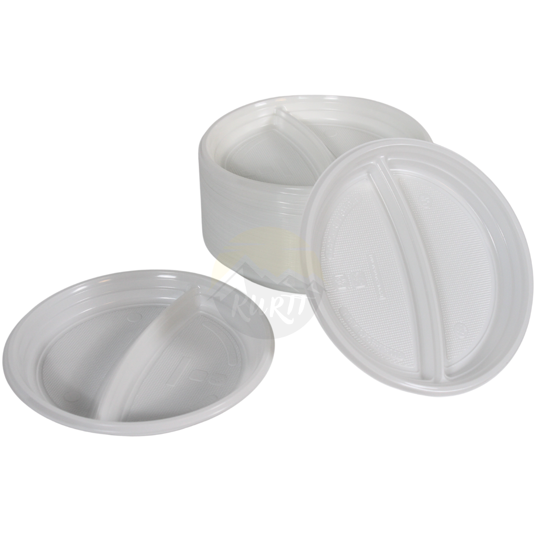 Planche en plastique blanc 22cm 2-Compartement - 100 pièces incl. SOUPER