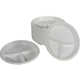 Assiette Plastique Réutilisable PP Blanche 22cm 3 Compartiments – Incassable Lave-vaisselle Buffet | 100 Pièces