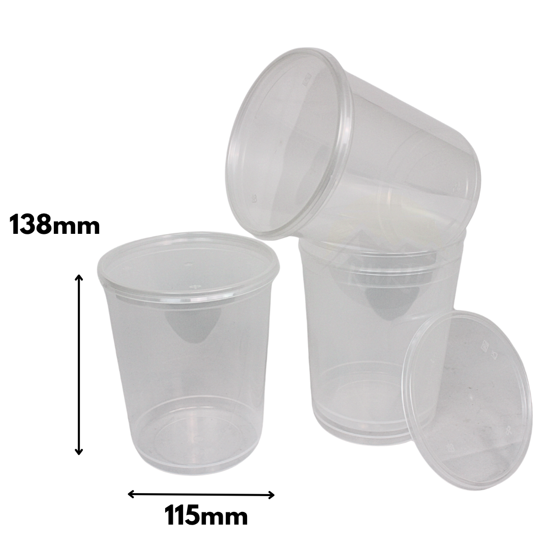 Reusable Transparent Round 1000cc - 100 pieces