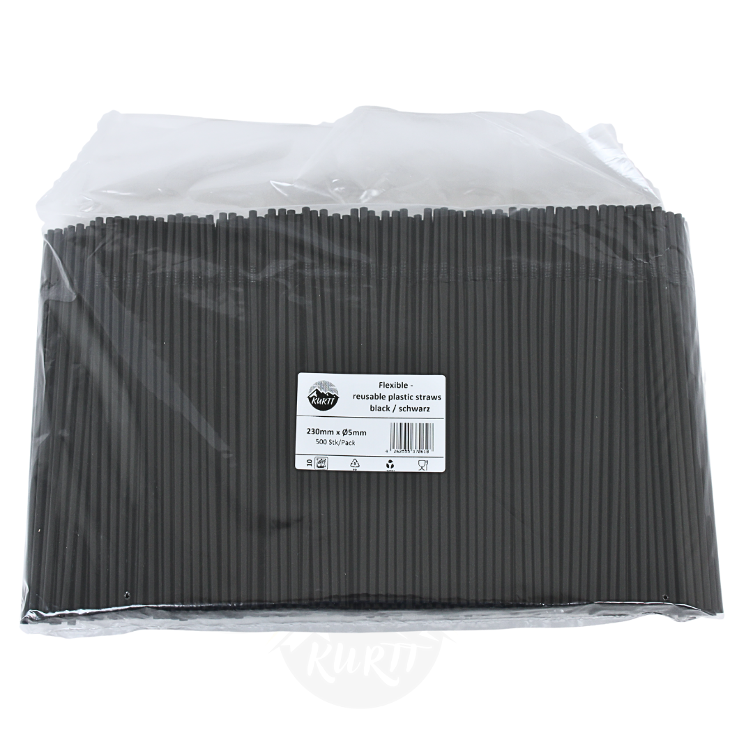 500x Pailles en plastique - paille réutilisable - bord courbé 5x230mm - réutilisables (certifiées norme européenne EN12875-1)