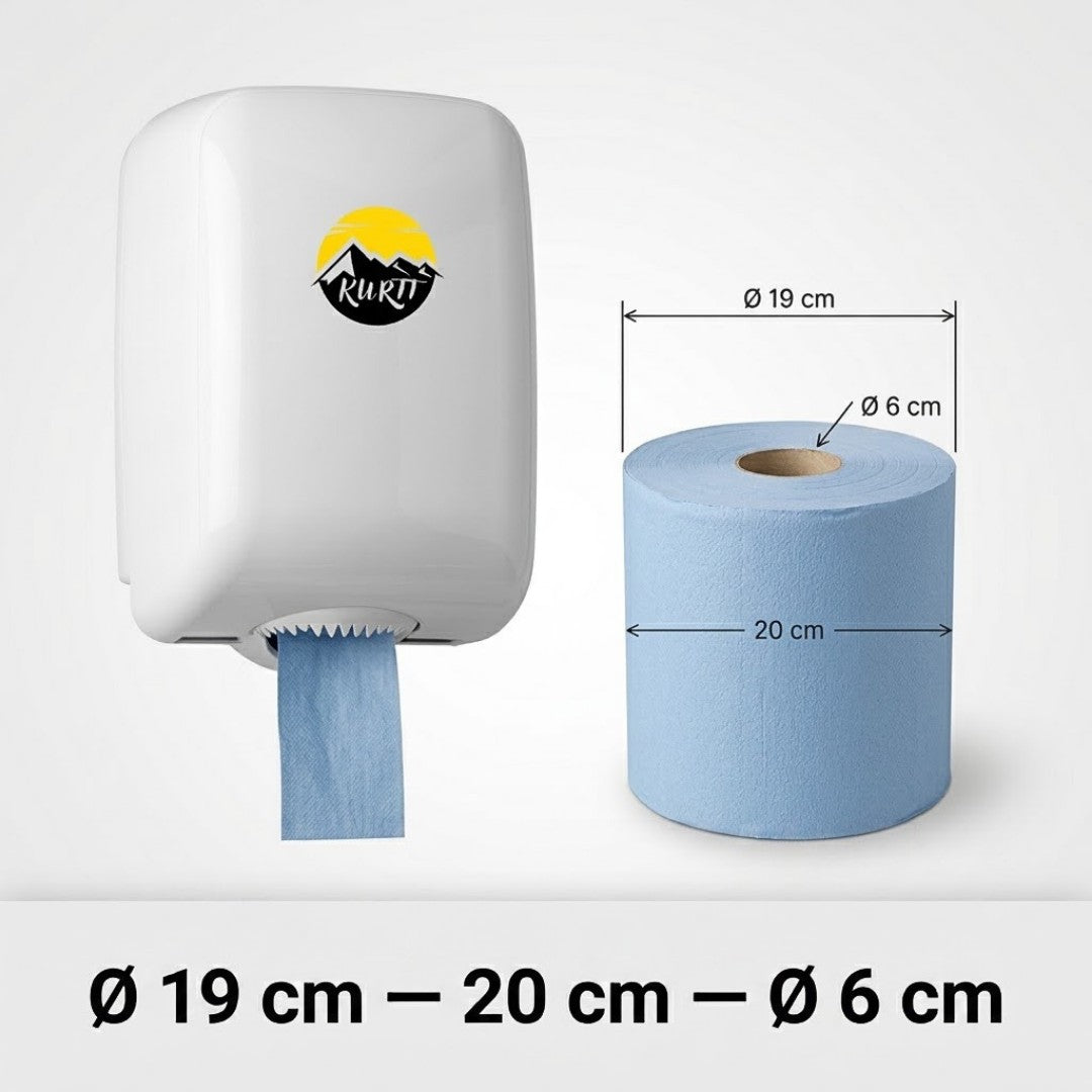 KURTT Bobines d'essuyage midi bleues 2 plis 150 m – Lot de 6 | Essuyage Professionnel Alimentaire