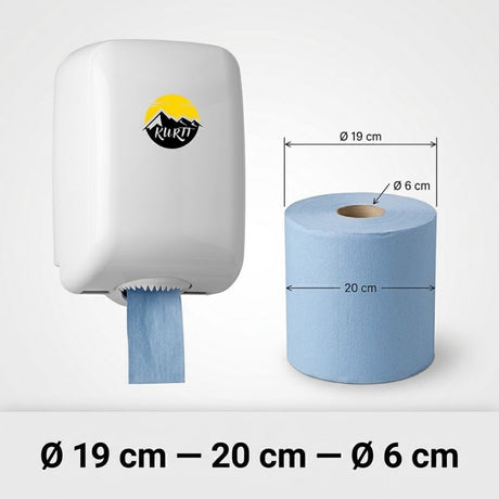 KURTT Bobines d'essuyage midi bleues 2 plis 150 m – Lot de 6 | Essuyage Professionnel Alimentaire