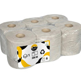 KURTT Bobine Essuyage Midi Gris 1 Pli Recyclé 300m Centerfeed 6 Rouleaux