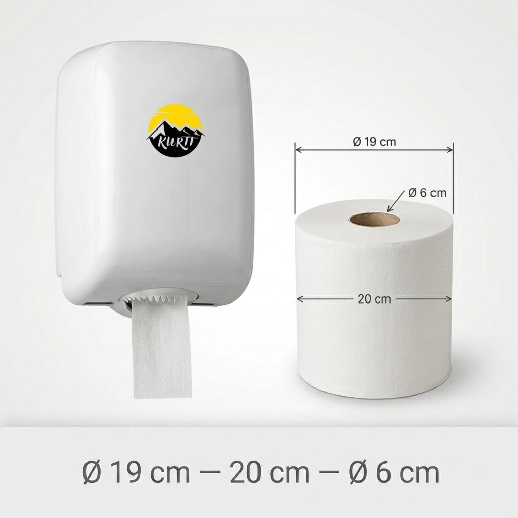 KURTT Bobines d'essuyage midi 2 plis 20 cm dévidage central – Lot de 6x | FSC Distributeur Cuisine Sanitaire