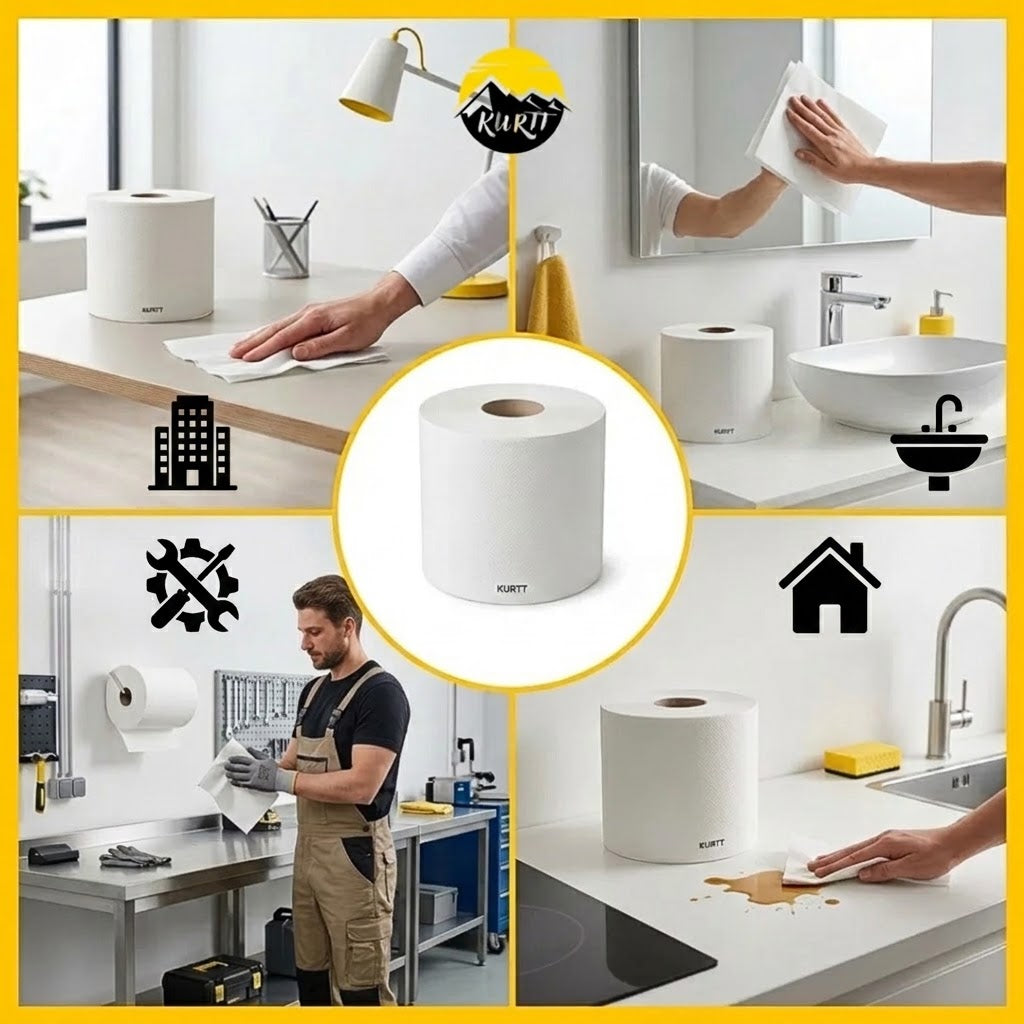 KURTT Bobines d'essuyage midi 2 plis 20 cm dévidage central – Lot de 6x | FSC Distributeur Cuisine Sanitaire