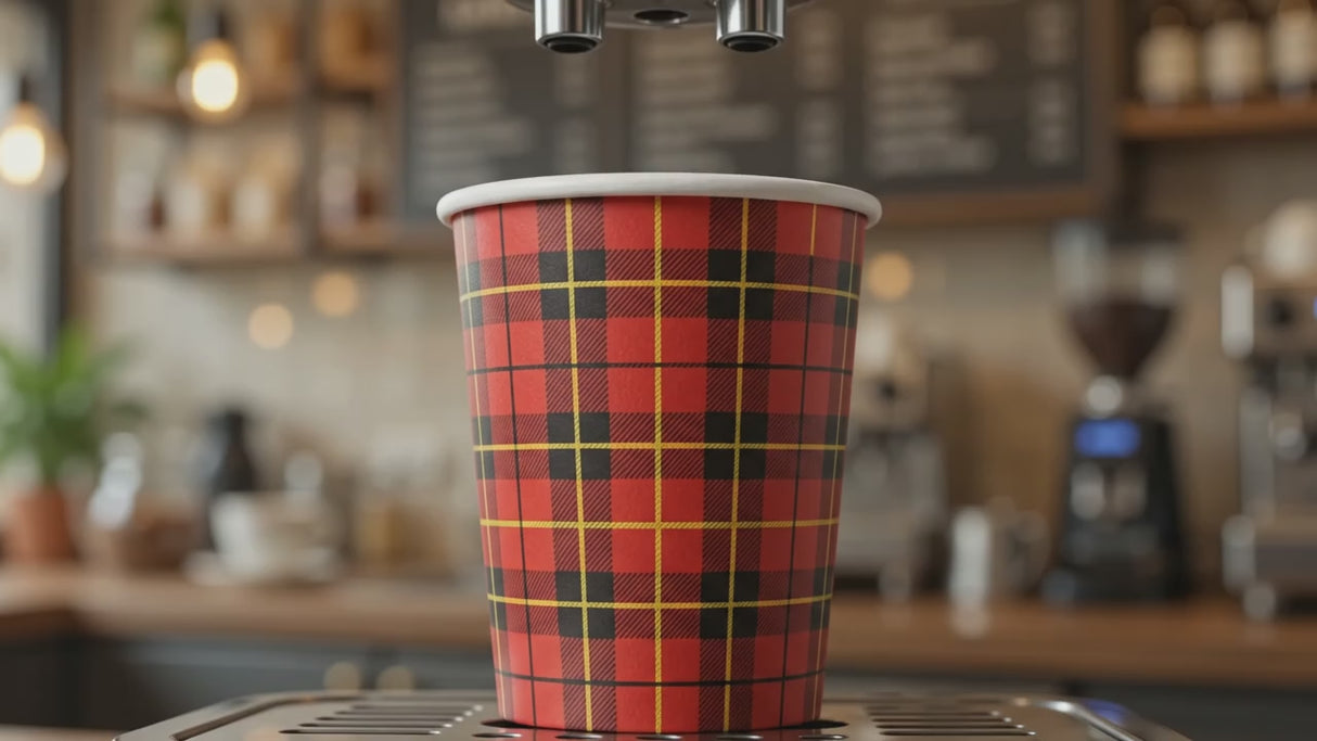 2500x 7.5oz/180ml, Tasses à café à emporter - carton 'diamant écossais'