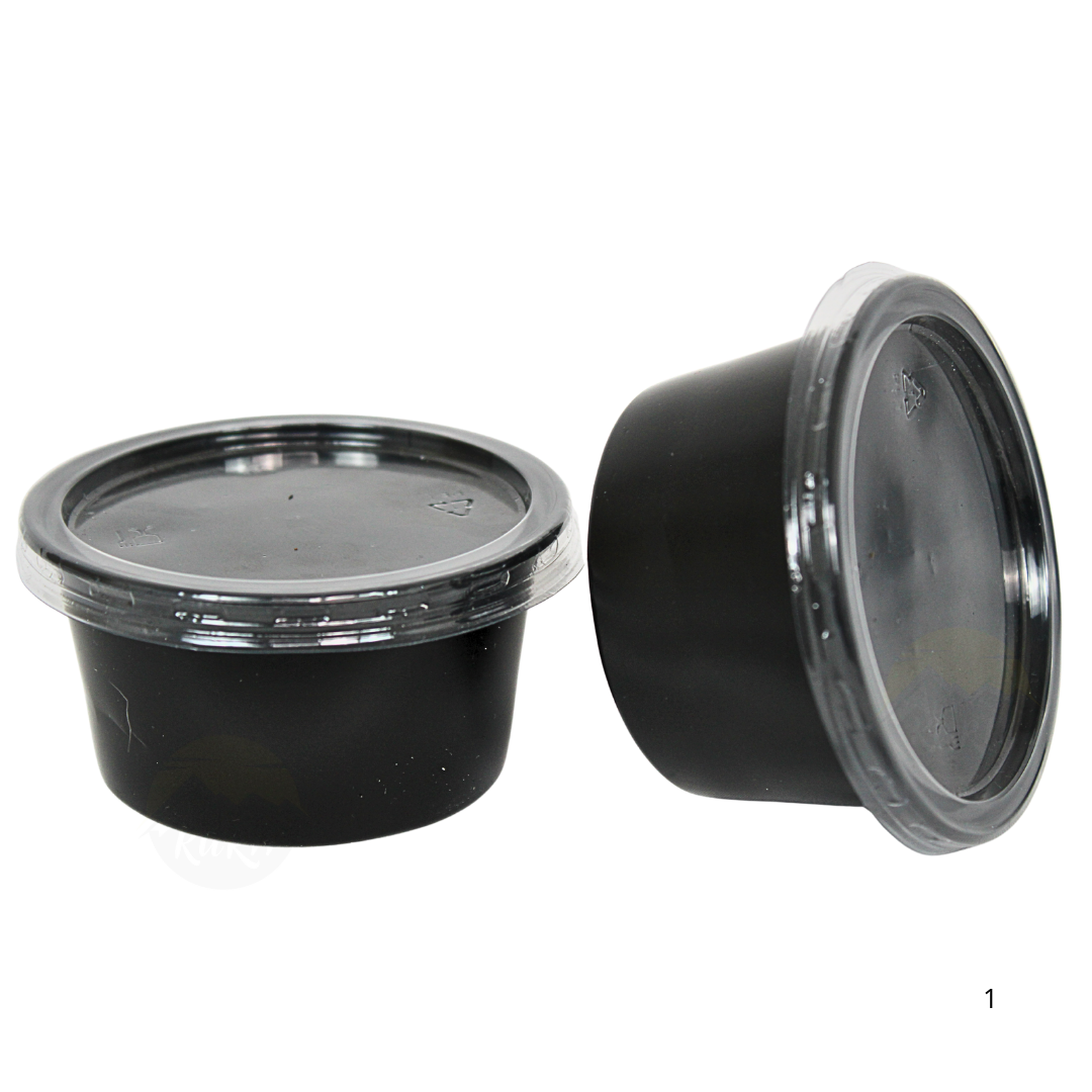 1000X Saucières avec couvercle (PP) - Noir - Récipients à sauce robustes