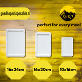 125x sterke Papieren bord/schaaltje 16x24cm wit - wegwerp schalen geschikt om snacks op te presenteren - gebaksbordjes - barbecue - evenementen