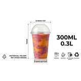 Gobelets Smoothie Transparents PET 300ml avec Couvercle Dôme – 100 unités | Boissons Froides Milkshake Café Glacé Jetable