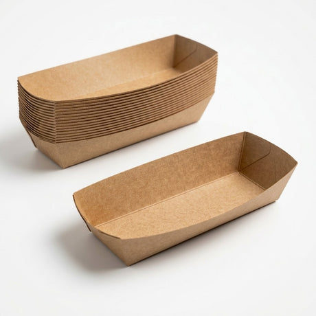 Barquettes Kraft Anti-Graisse – Jetable 9 Tailles | A7 à A50 | 50/100/500 Pièces | Frites Snack Streetfood