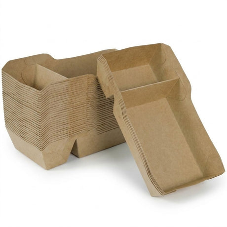 Barquettes Kraft Anti-Graisse – Jetable 9 Tailles | A7 à A50 | 50/100/500 Pièces | Frites Snack Streetfood